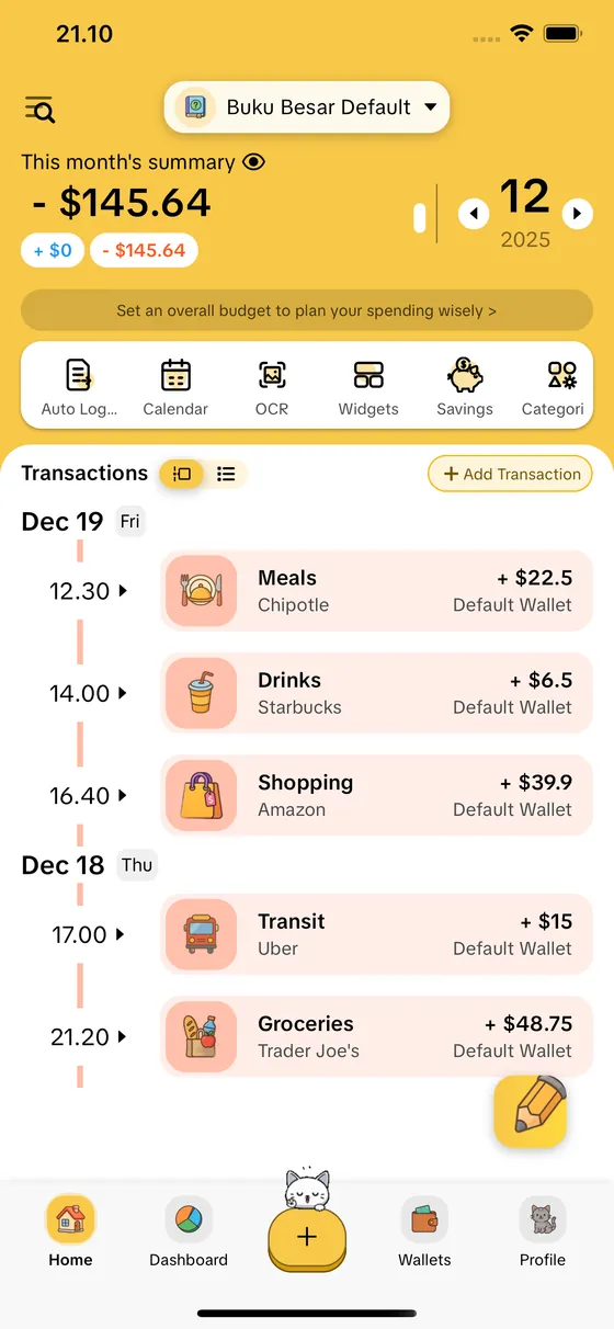 MoneyKu home screen